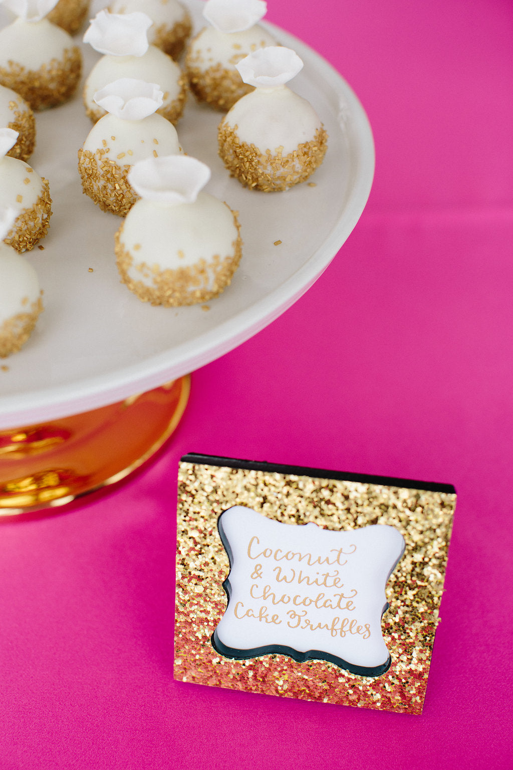 Gem Inspired Bridesmaid Luncheon Coconut and White Chocolate Cake Truffles - Lauren Carnes Photography