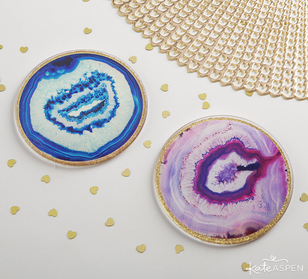 Geode Glass Coasters | 8 Gifts Under $25 to Get Your Sweetheart for Valentine's Day | Kate Aspen