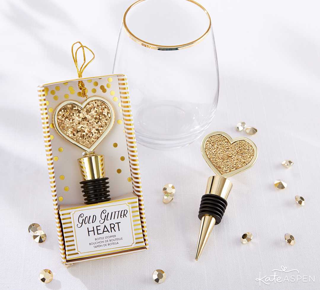 Gold Glitter Heart Bottle Stopper | Curate Your Own Bridesmaid Proposal Kit + A Giveaway | Kate Aspen