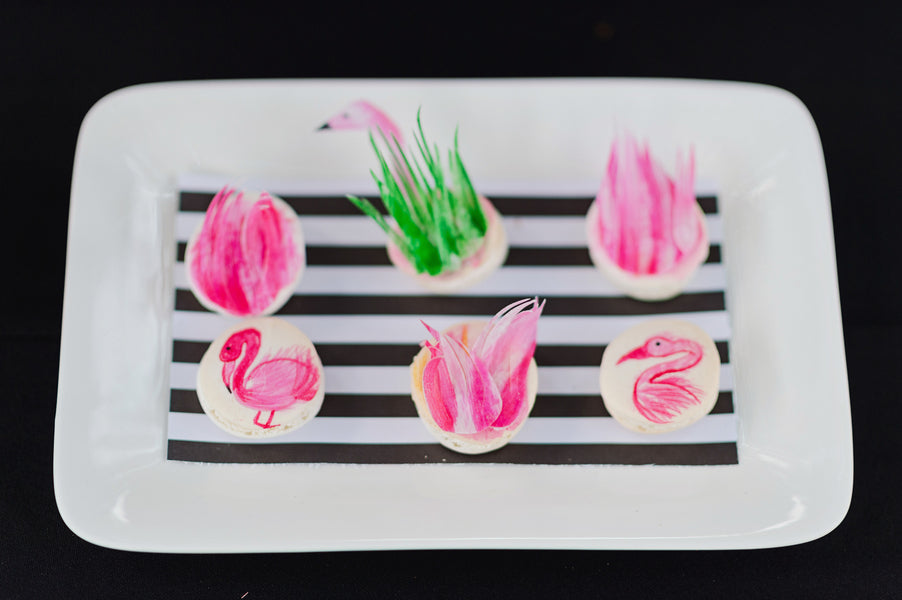 Flamingo themed cookies | A Retro Flamingo Engagement Party | Two Prince Bakery Theater | Marc Edwards Photographs