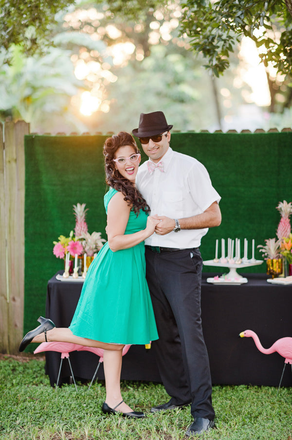 Dress up for a reto 1950s themed engagement party!| Two Prince Bakery Theater | Marc Edwards Photographs