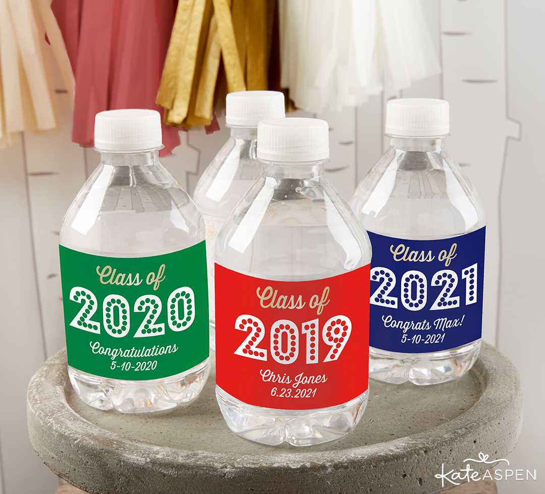 Personalized Water Bottle Labels | 2019 Fun Graduation Gifts, Favors, and Decor | Kate Aspen