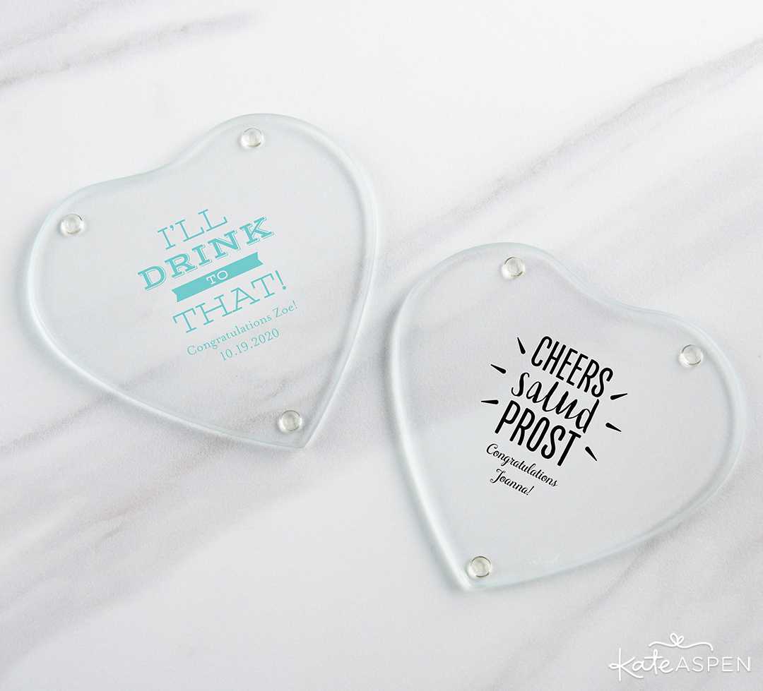 Personalized Glass Heart Shaped Coaster | 2019 Fun Graduation Gifts, Favors, and Decor | Kate Aspen
