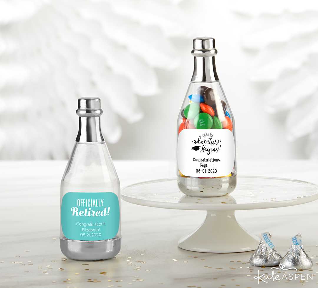 Personalized Silver Metallic Champagne Bottle Favor Container | 2019 Fun Graduation Gifts, Favors, and Decor | Kate Aspen