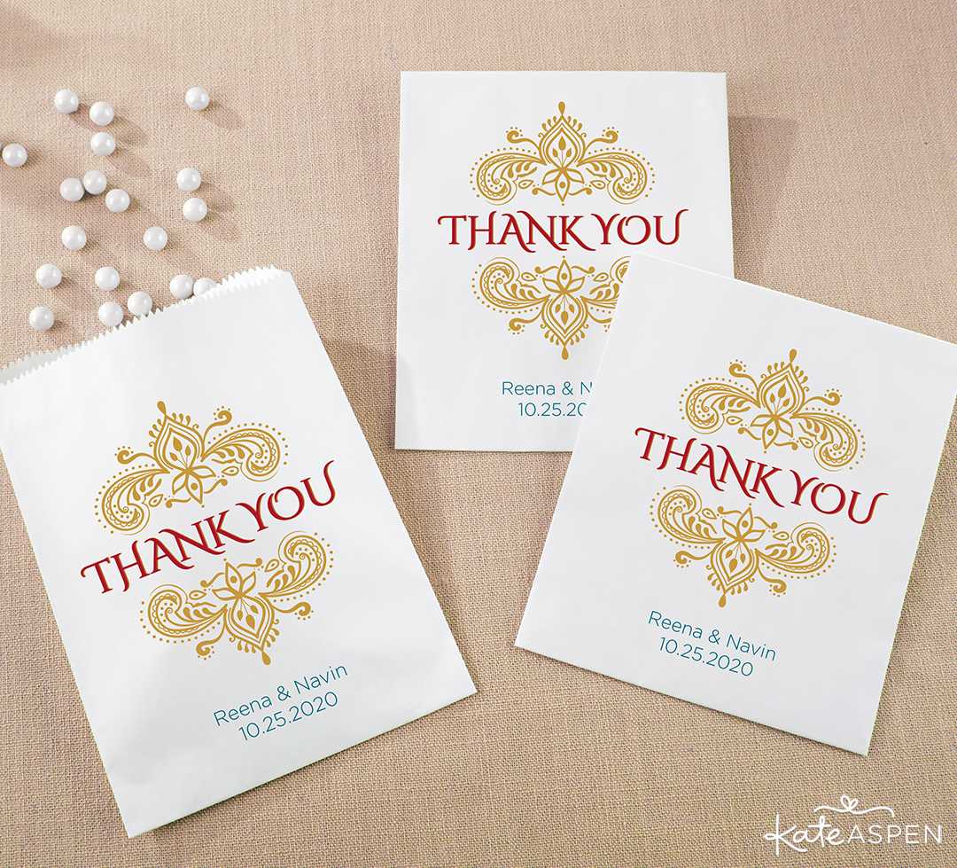 Personalized White Goodie Bag | Jewel Tone Accessories for Your Mehndi Party | Kate Aspen