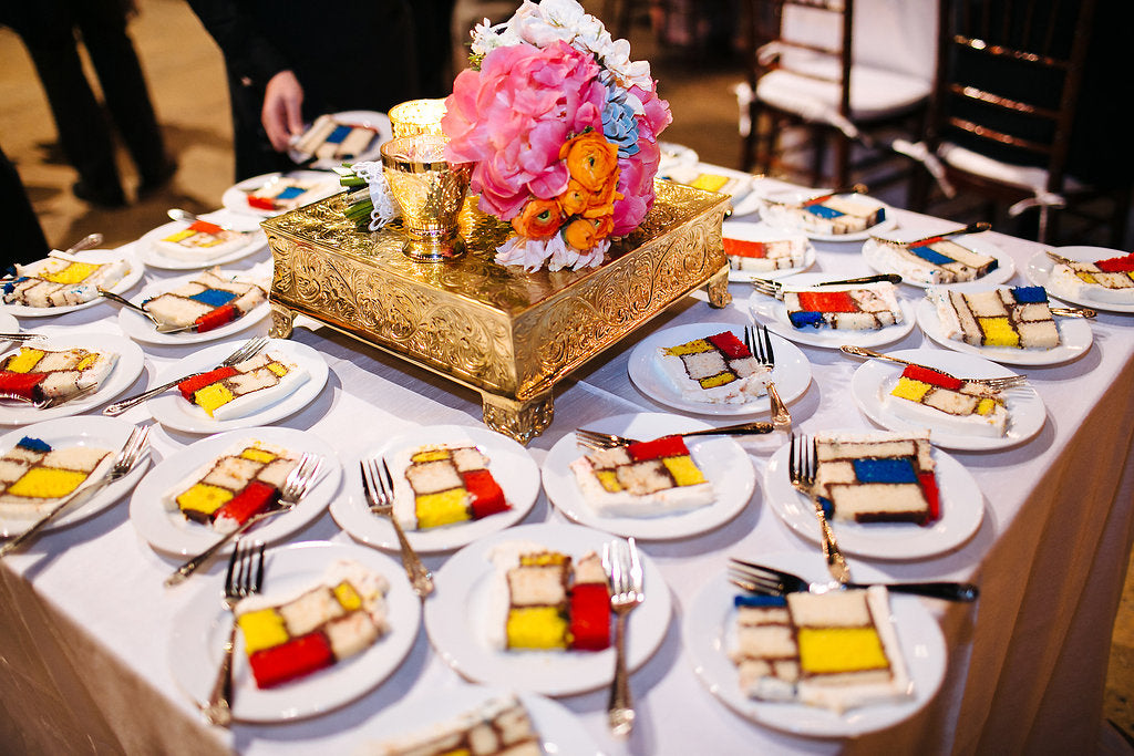 This Mondrian inspired wedding cake by Sweet Lydia's was perfect for a Wedding at the San Diego Museum of Art | Photos by Petula Pea Photography