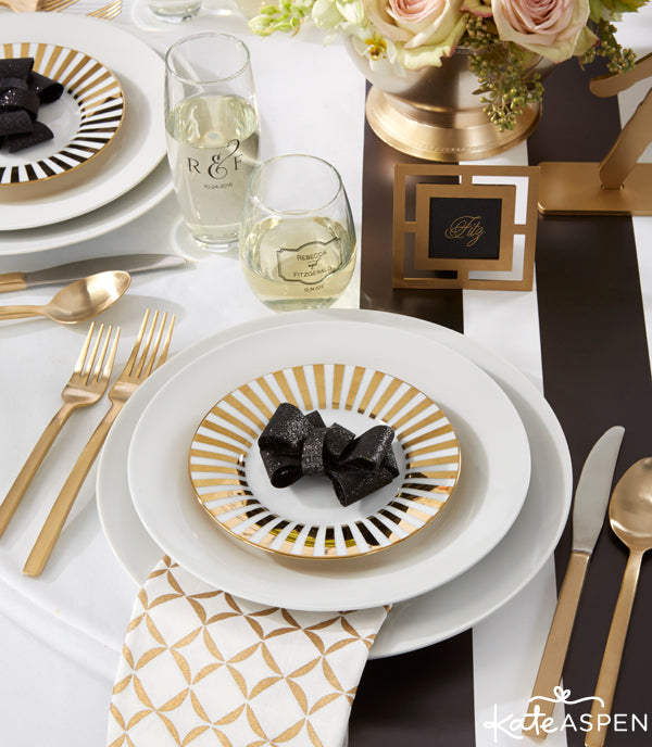 Classic Wedding Inspiration | Black and White Striped Wedding Decor | Deco Wedding Style | Black White Blush Gold | Classic Favor & Decor Collection by Kate Aspen
