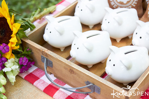 Baby-Q piggy bank favors from Kate Aspen 