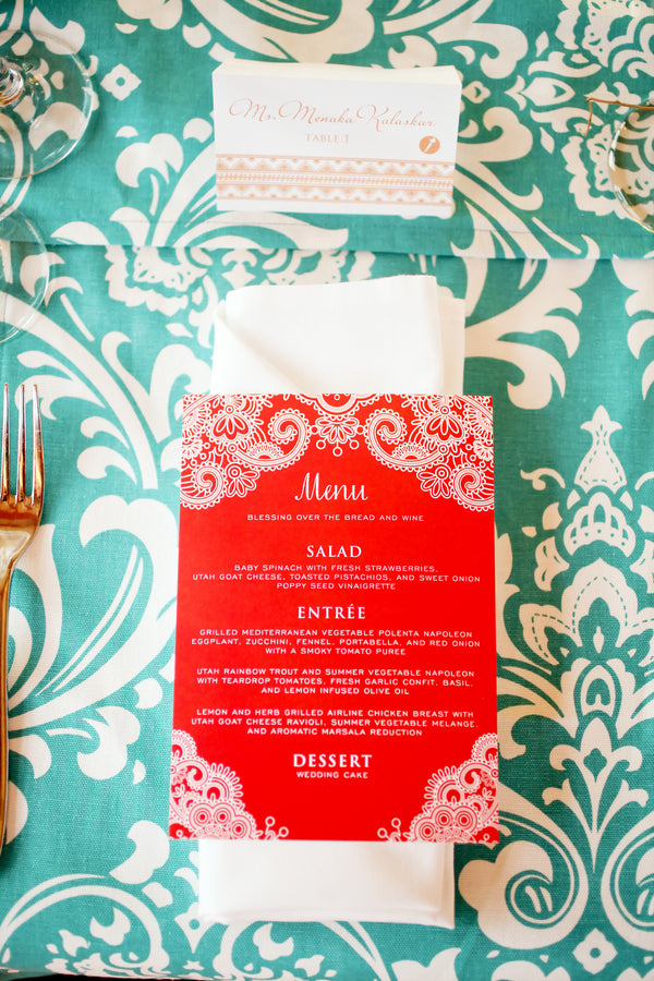 Fusion Insian Wedding Menu| Pepper Nix Photography