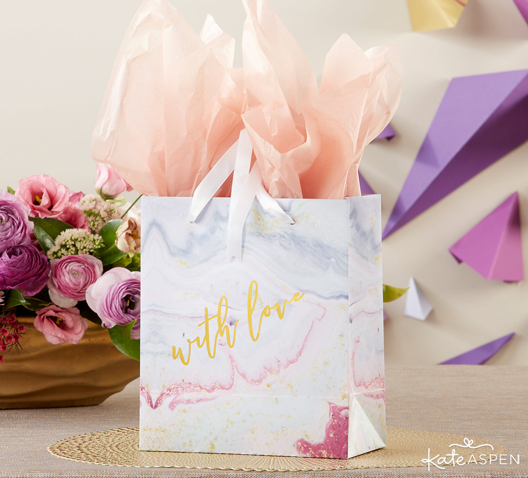 With Love Marbleized Gift Bag | She's a Gem Bridal Shower | Kate Aspen