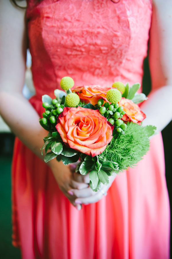 Bridesmaid in coral dress | Lemon Twist Images