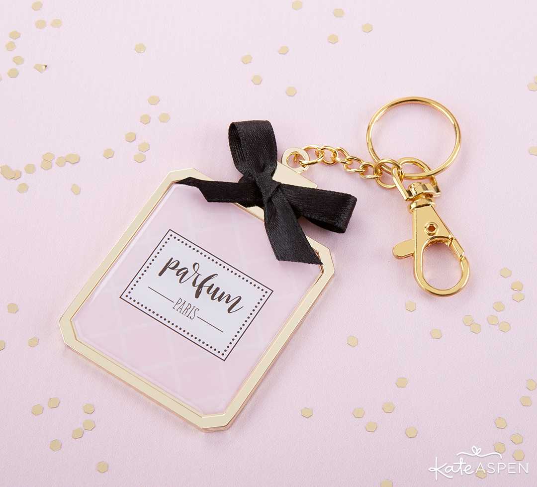 French Perfume Keychain With Mirror | A Posh Parisian Bridal Shower + Giveaway | Kate Aspen