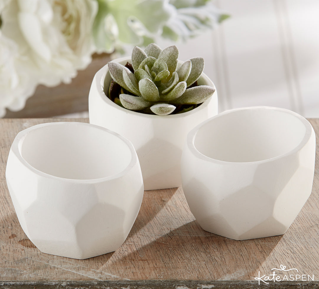 Geometric White Planter | Must-Have Decor to Match Your Living Coral Wedding | Kate Aspen