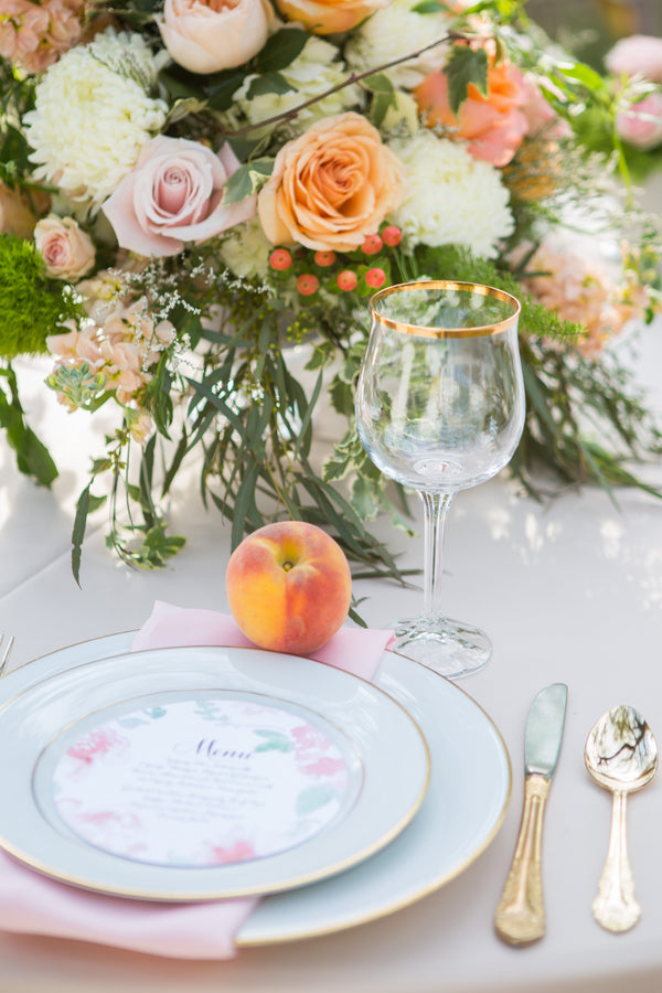 Peach Garden Table Setting | Elegant Garden Party |  Shelly Taylor Photography