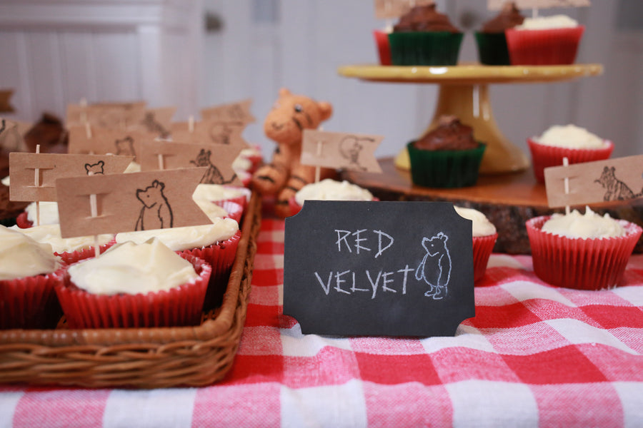 Red Velvet Cupcakes| Winnie the Pooh First Birthday Party | Whit Meza Photography