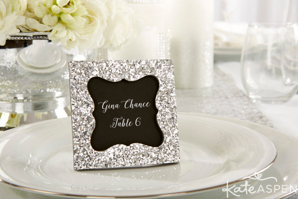 Silver Glitter Frame | Place Card Holder | Kate Aspen | kateaspen.com