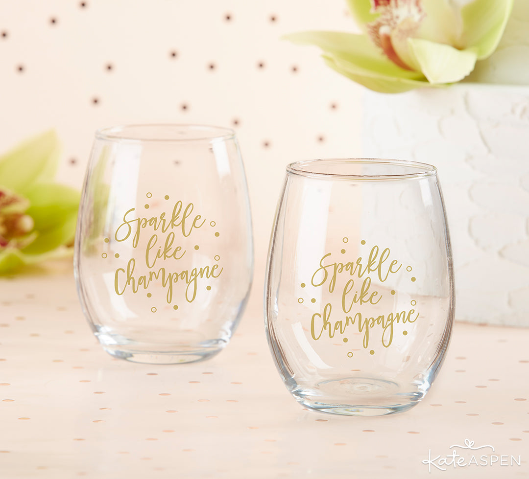 Sparkle Like Champagne Stemless Wine Glasses | 8 Gifts Under $25 to Get Your Sweetheart for Valentine's Day | Kate Aspen