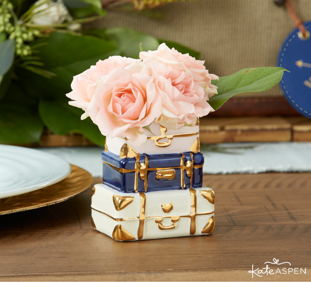 Suitcase Bud Vase | Let The Adventure Begin With A Travel Themed Wedding | Kate Aspen