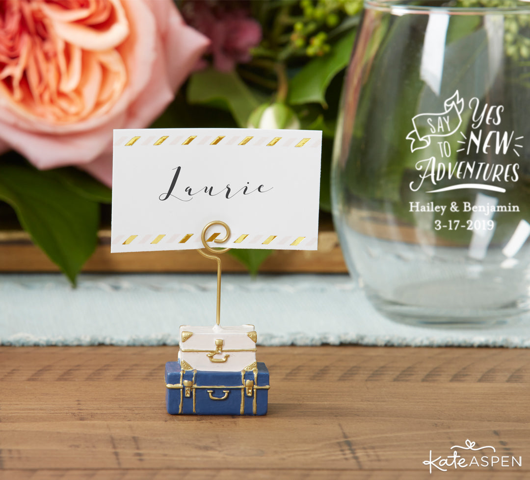 Suitcase Place Card Holder | Let The Adventure Begin With A Travel Themed Wedding | Kate Aspen