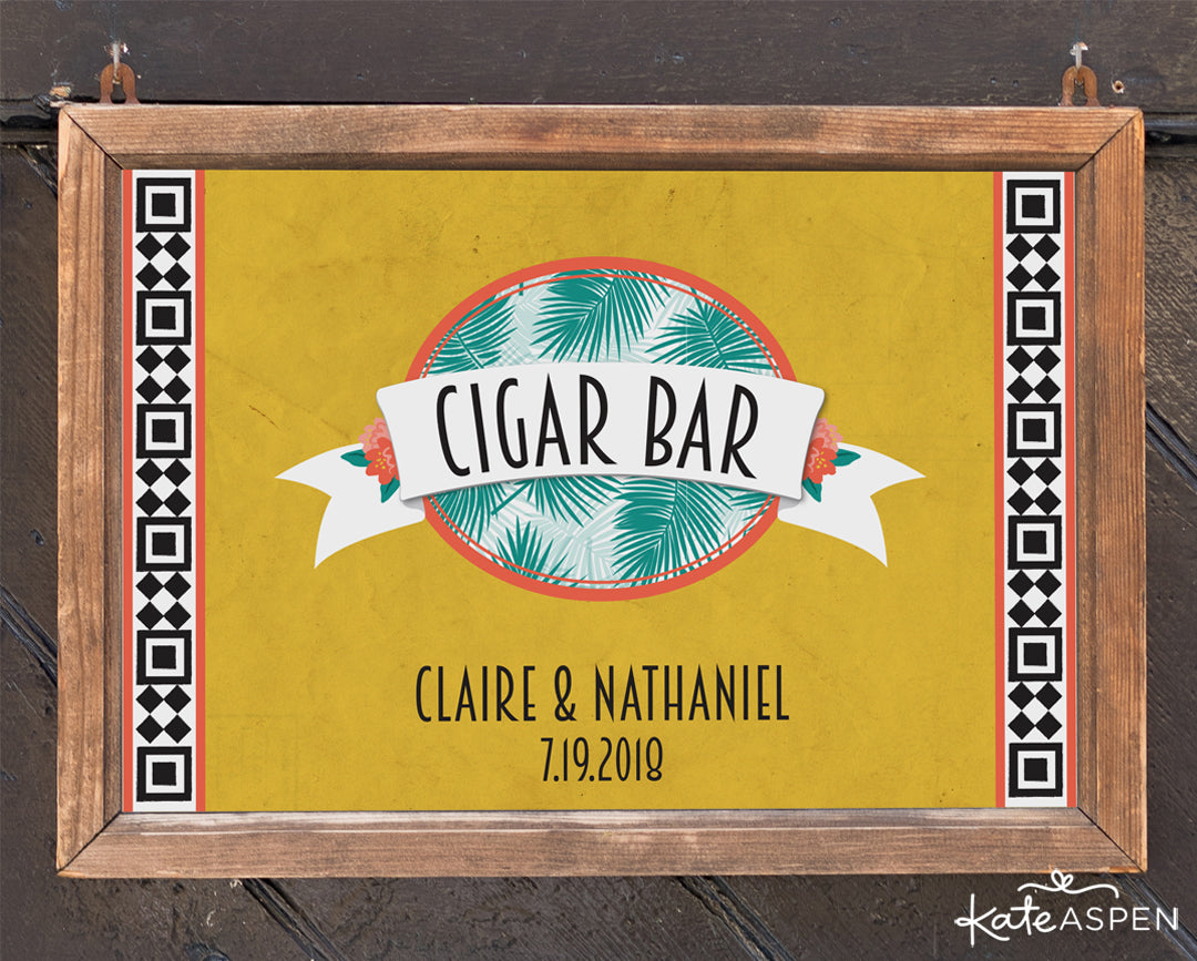 Tropical Chic Cigar Bar Sign | 6 Wedding Signs for Your Special Day | Kate Aspen