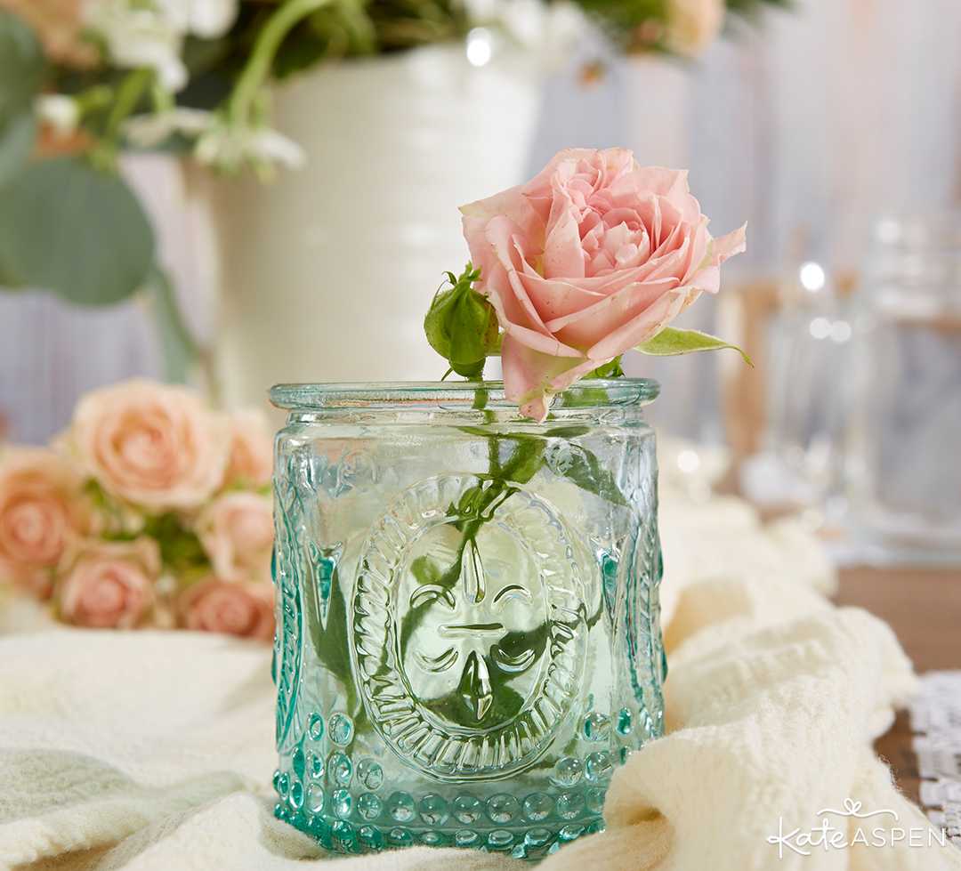 Vintage Blue Glass Tea Light Holder | Must-Have Decor to Match Your Living Coral Wedding | Kate Aspen