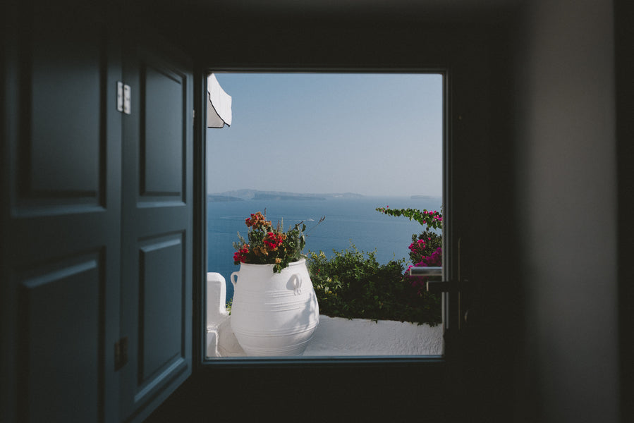 Gorgeous Window View | Santorini Destination Wedding | Vasilis Lagios Photography