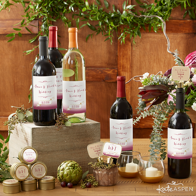 Customized Wine Bottle Labels  | Vineyard Wedding | Kate Aspen