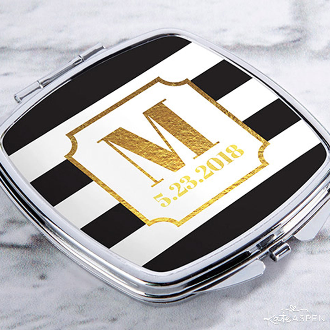 Personalized Silver Compact| Elegant Favors for a Classic Wedding | Kate Aspen