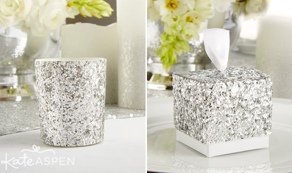 Silver Glitter Votive | Silver Glitter Favor Box | Kate Aspen | kateaspen.com