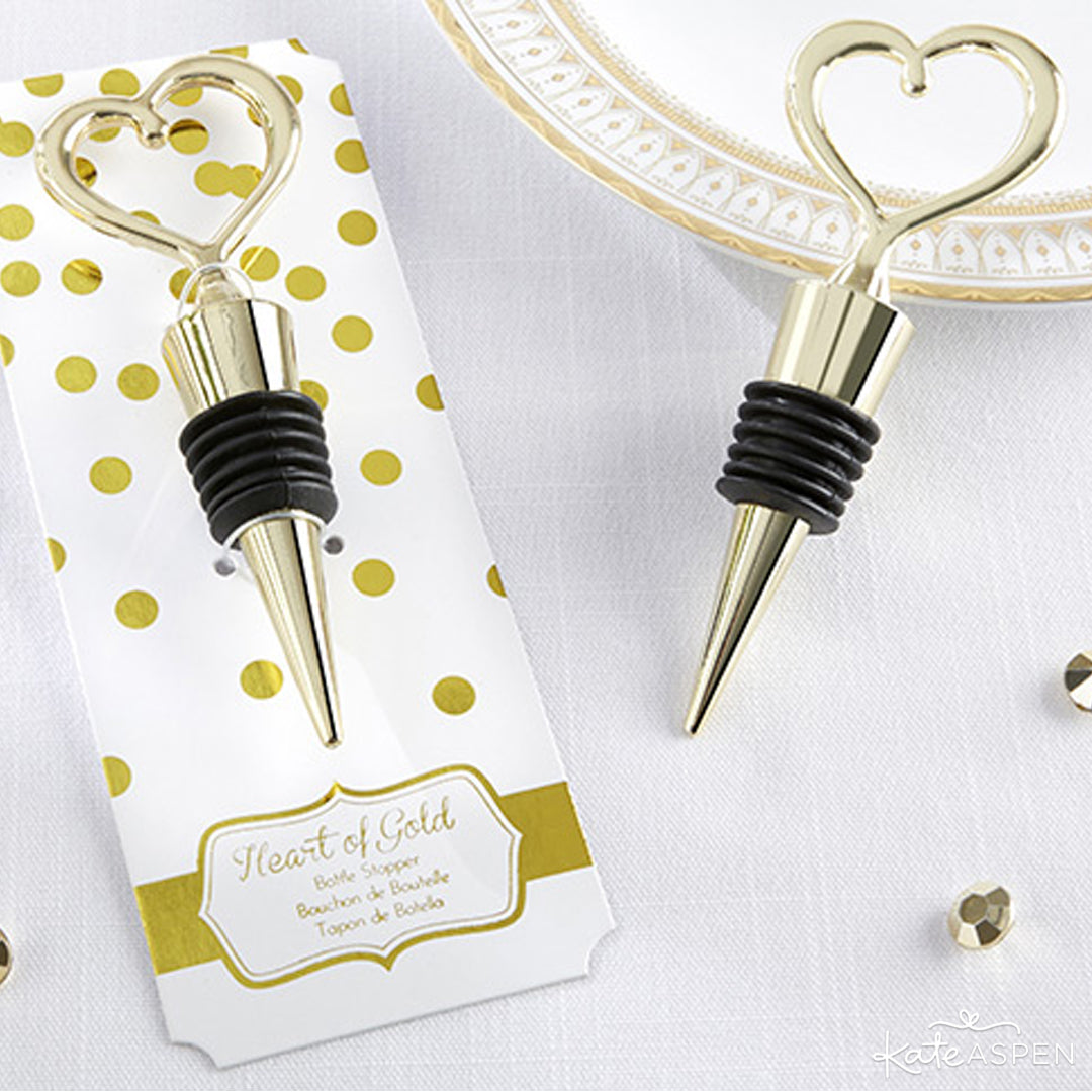 "Heart of Gold" Bottle Stopper | Elegant Favors for a Classic Wedding | Kate Aspen