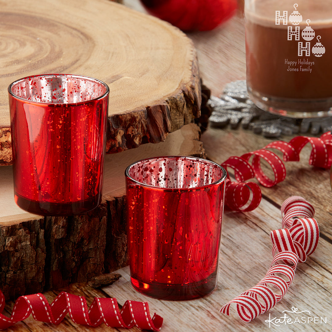 Red Mercury Glass Tea Light Holder | Decorating Your Table for the Holidays | Kate Aspen