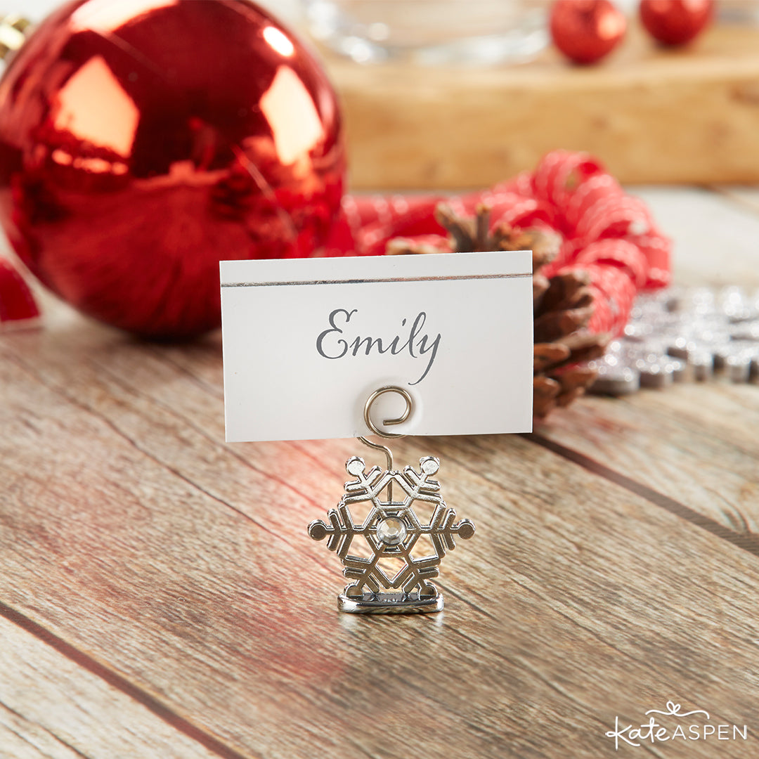 Sparkling Snowflake Place Card Holder | Decorating Your Table for the Holidays | Kate Aspen