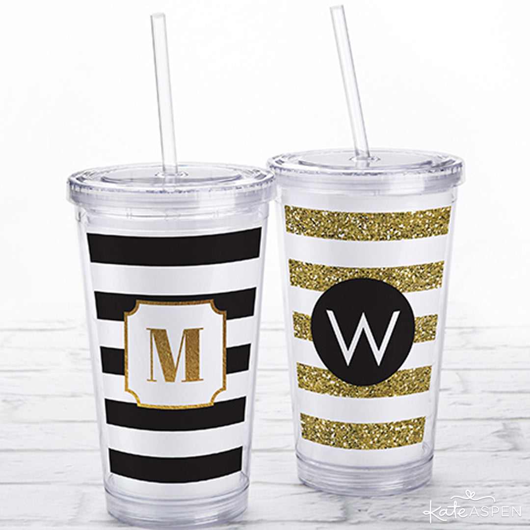 Acrylic Tumbler with Personalized Insert | Elegant Favors for a Classic Wedding | Kate Aspen