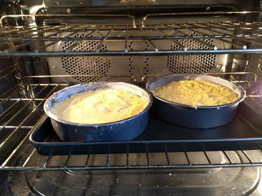 Cake into oven