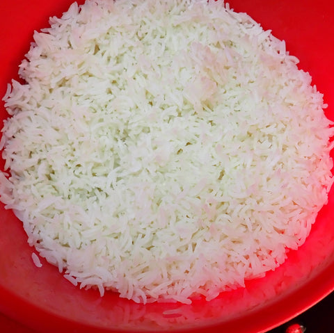 Microwaved long grain rice