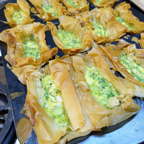 Dill and Smoked Trout Filo Quiches