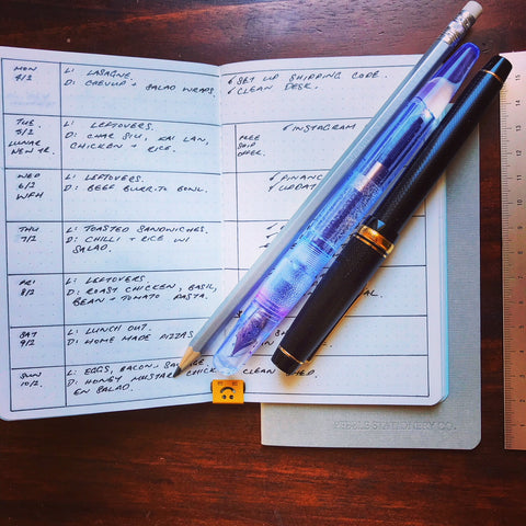 Weekly layout in pocket notebook bullet journal planner