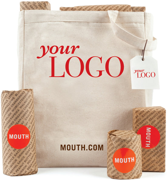 a canvas tote and packages with your logo printed on them