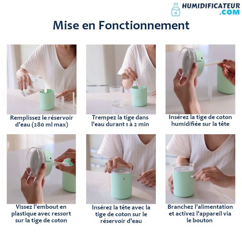 Humidificateur d'Air Maison - Bougie Illuminée - Mise en fonctionnement