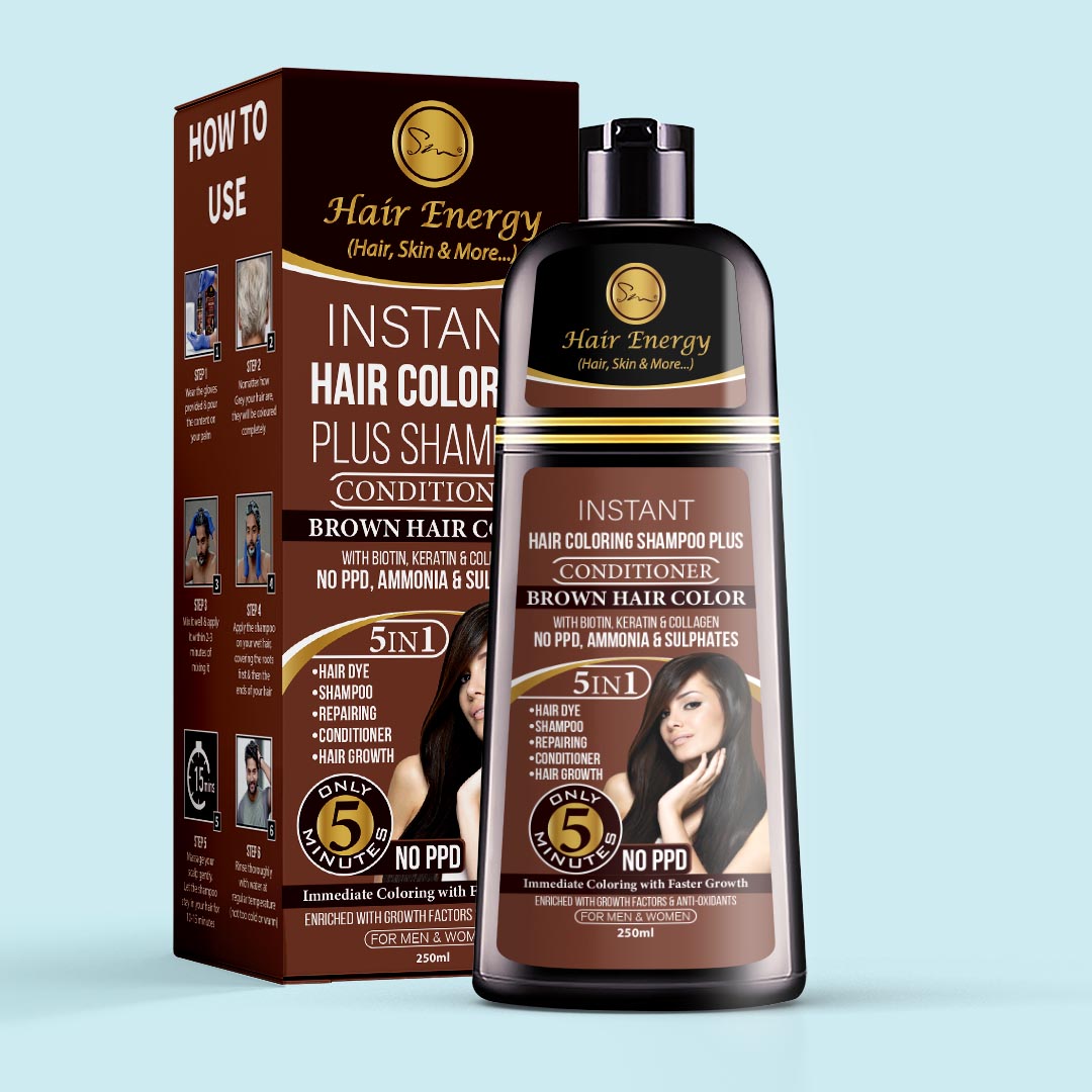 INSTANT HAIR COLORING SHAMPOO + CONDITIONER ( DARK BROWN COLOUR ) – Hair  Energy by Ayesha Sohaib