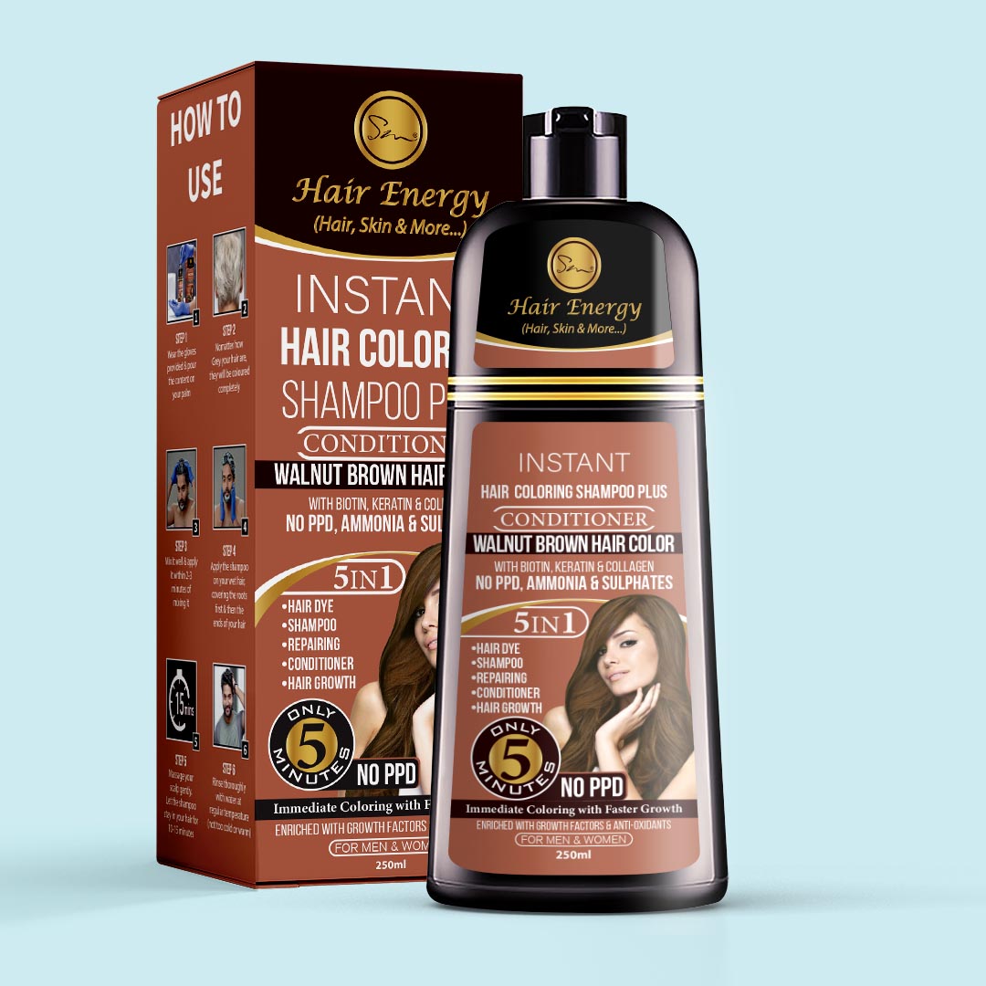INSTANT HAIR COLORING SHAMPOO + CONDITIONER (WALNUT BROWN COLOUR ) – Hair  Energy by Ayesha Sohaib