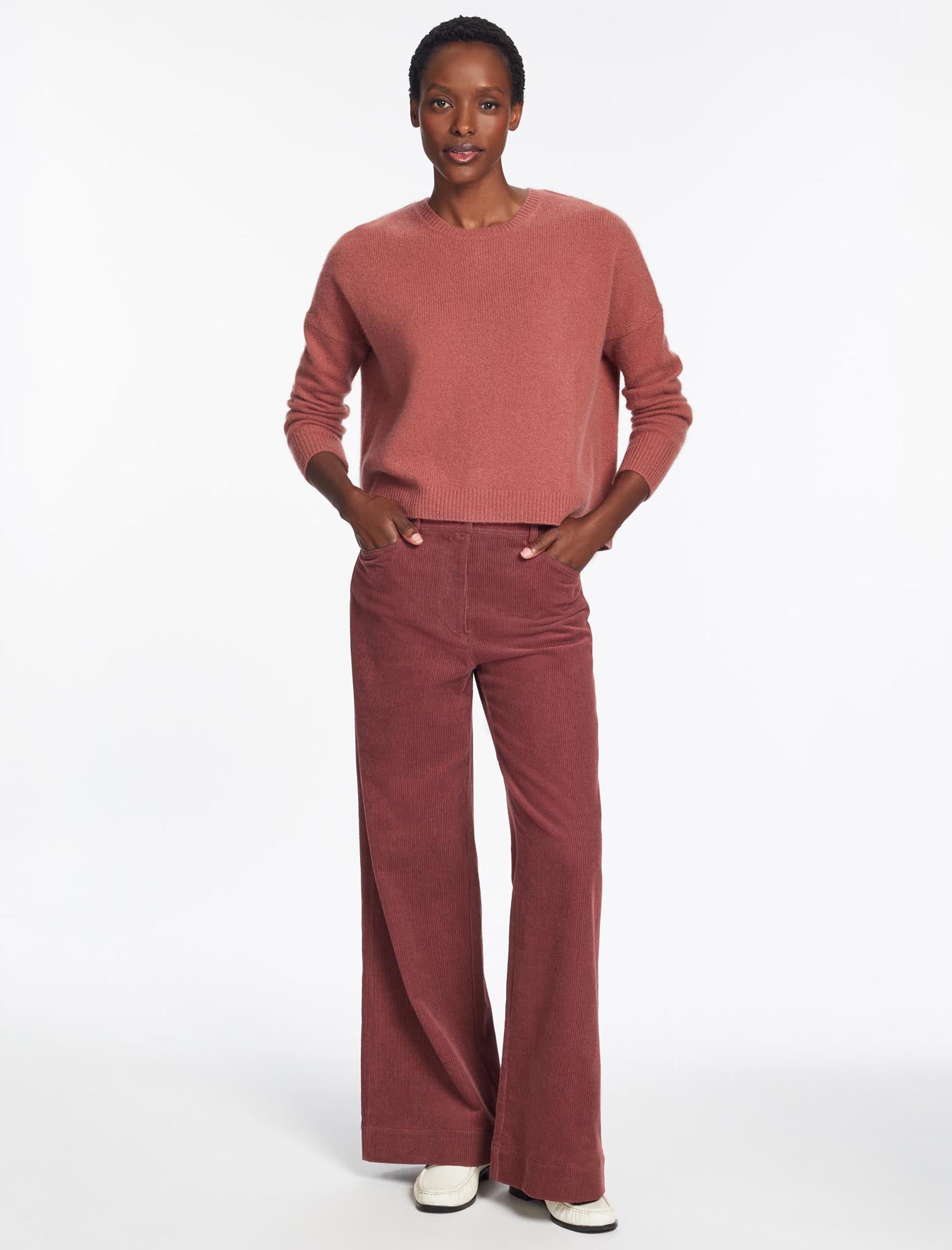 Cefinn Hayden Corduroy Wide Leg Trouser - Dark Rose