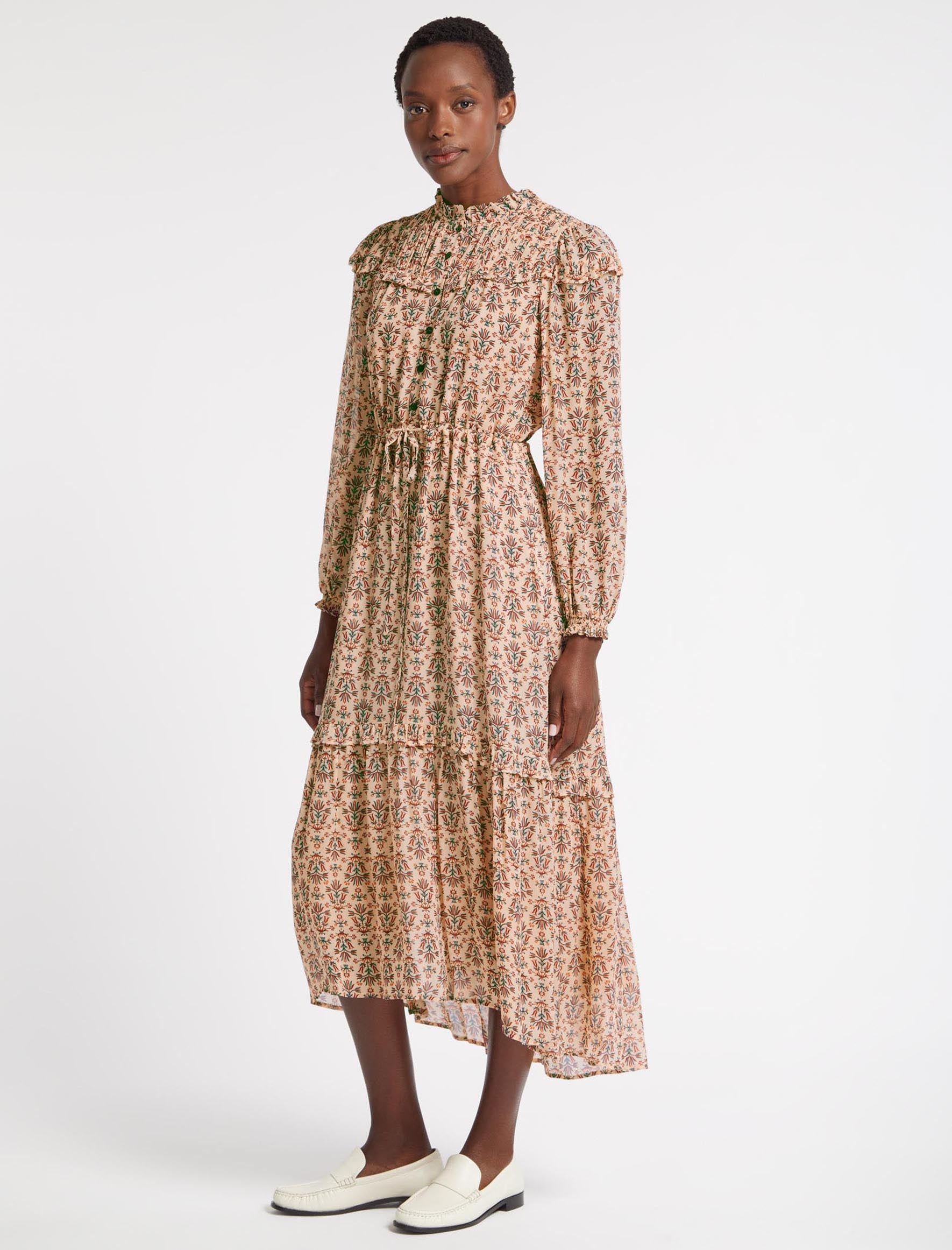 Cefinn Isla Maxi Dress - Stone Rust Folk Floral Print