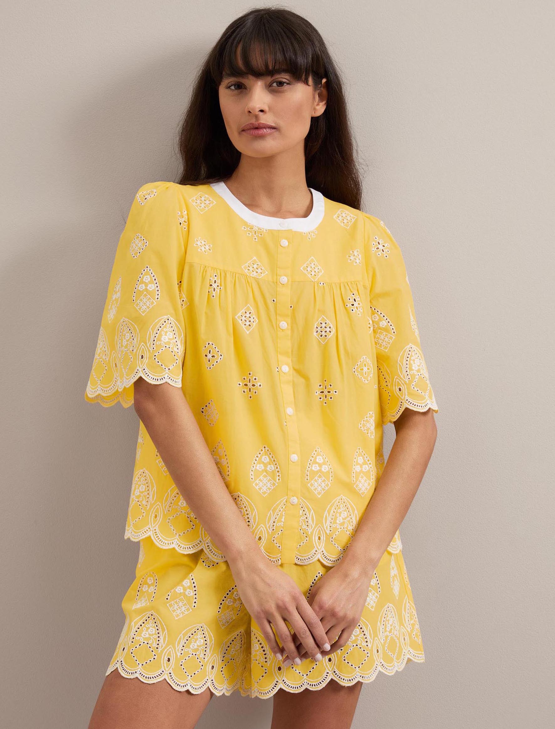 Cefinn Bonnie Organic Cotton Blouse - Yellow White