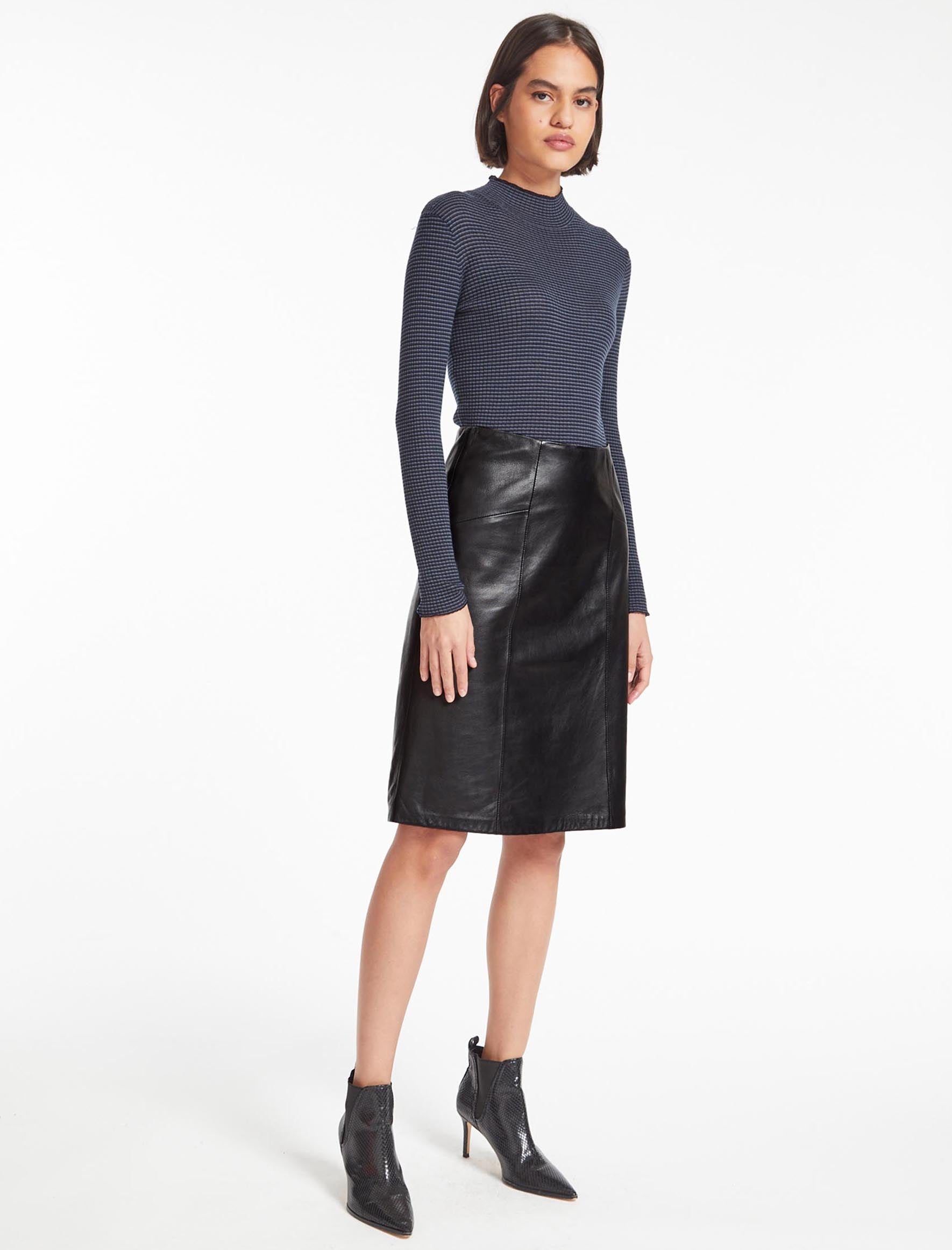 Cefinn Skye Leather Pencil Skirt - Black