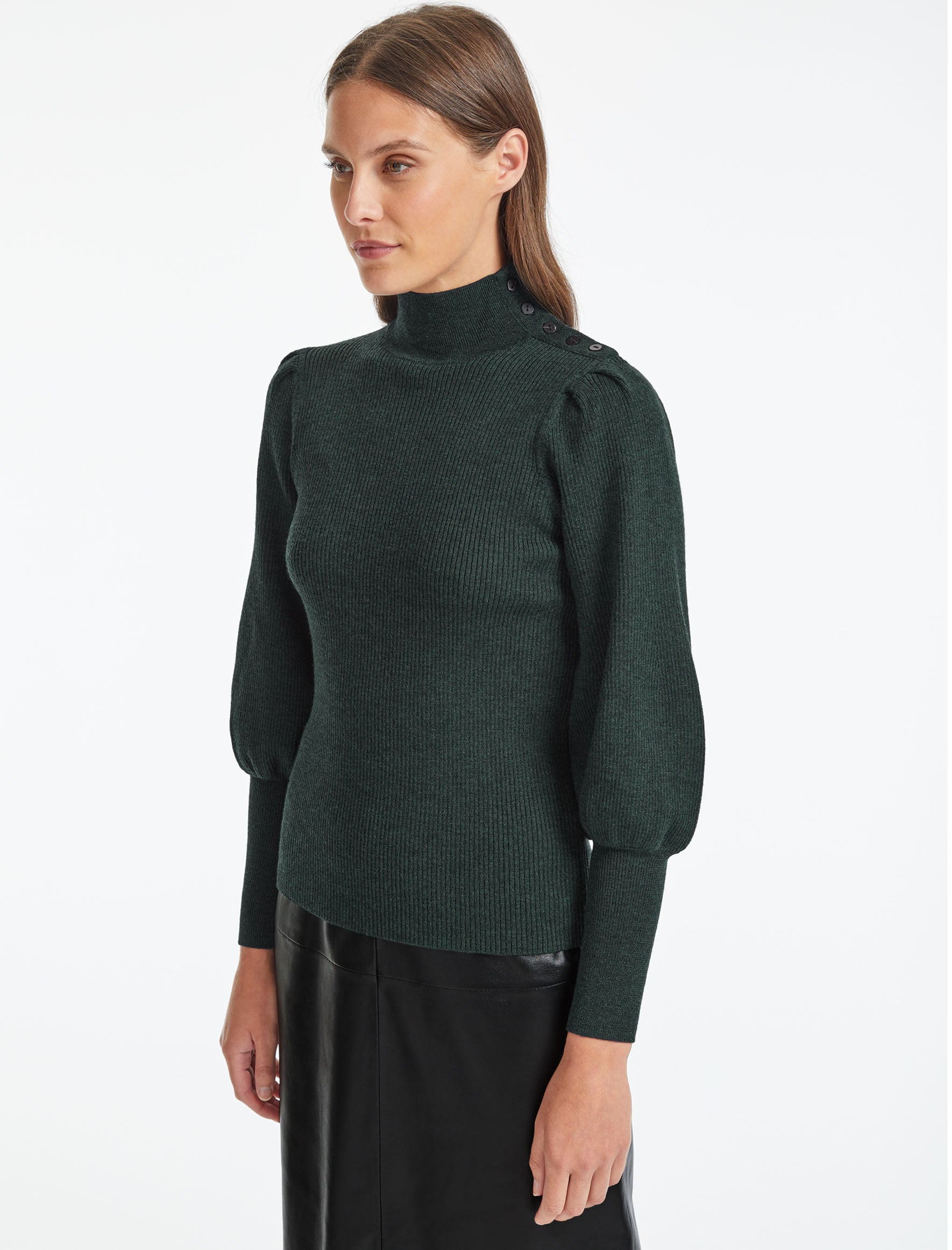 Cefinn Eva Wool Funnel Neck Jumper - Dark Green