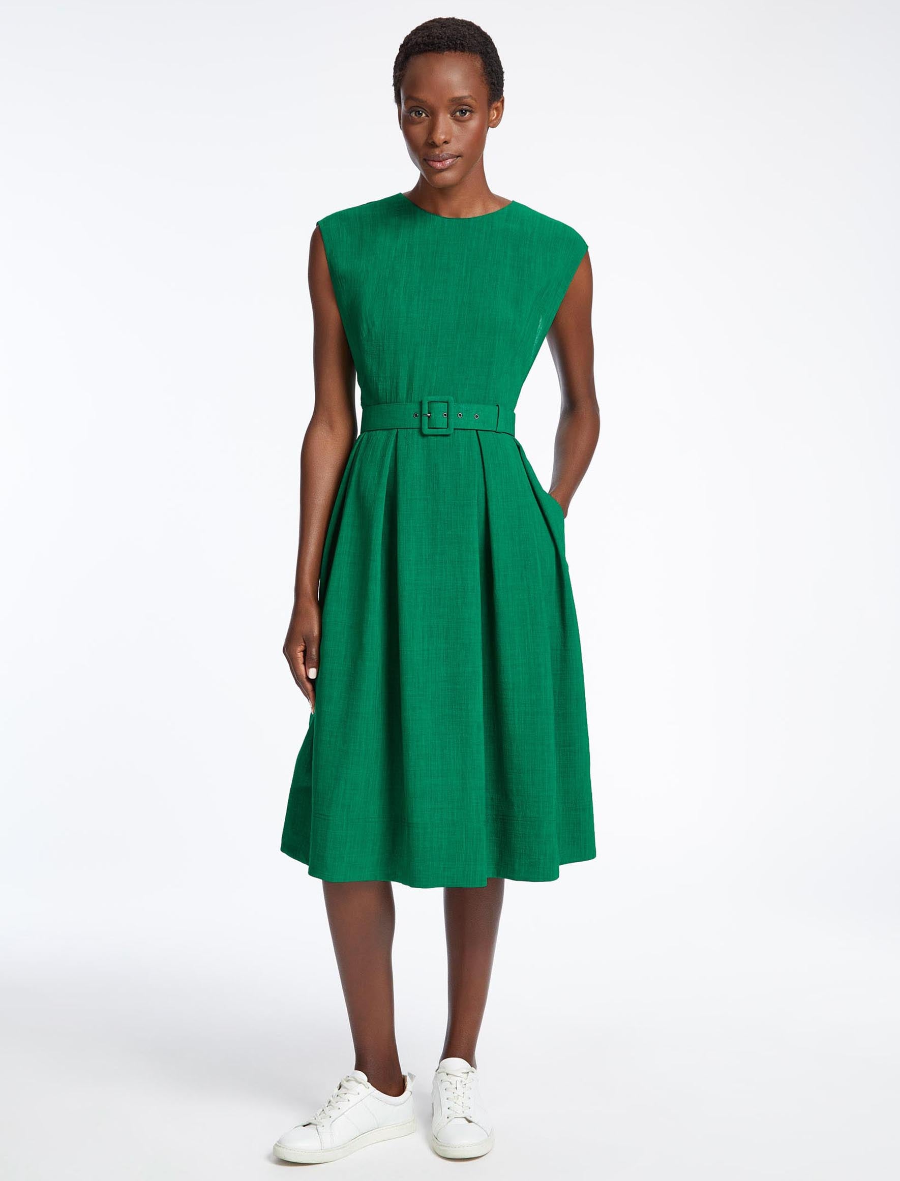 Cefinn Thandie Techni Voile Midi Dress - Emerald Green