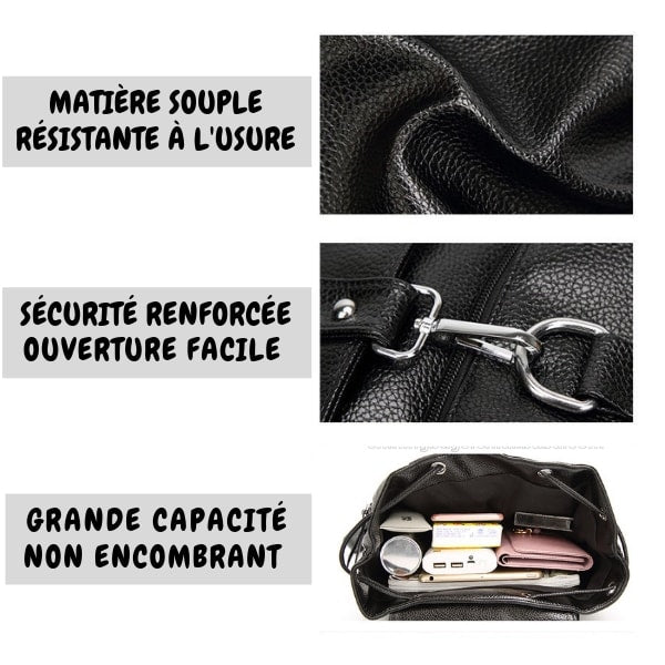 sac à dos femme chic noir qualité non encombrant taille supérieur qualité premium