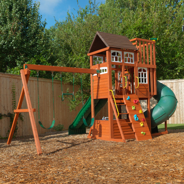 kidkraft copper ridge wooden swing set playset f29055