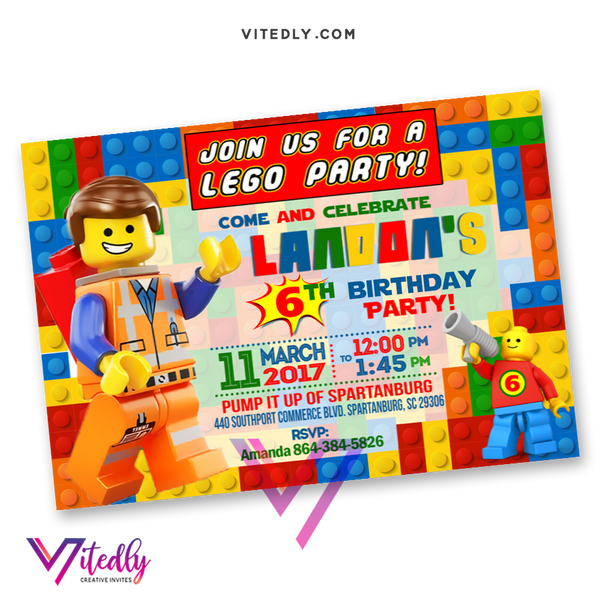 Lego Invitations Lego Birthday Invitations Lego Blocks Invitation